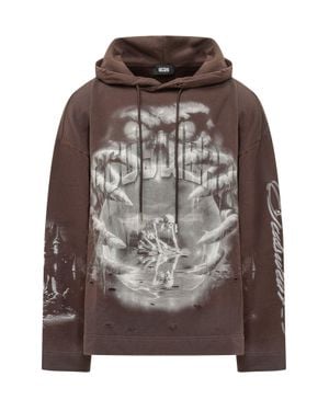 Gcds Gothic Graphic Hoodie - Brown