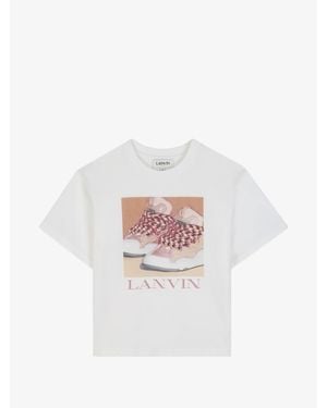 Lanvin Boy's Cotton Crewneck T-Shirt With Front Logo Print - White