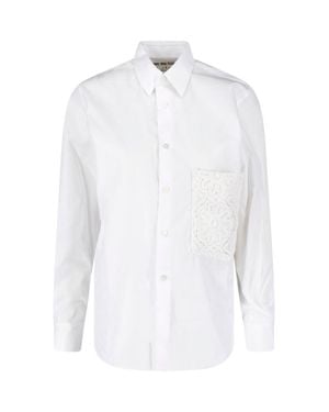 Comme des Garçons Lace Applique Pocket Cotton Shirt - White