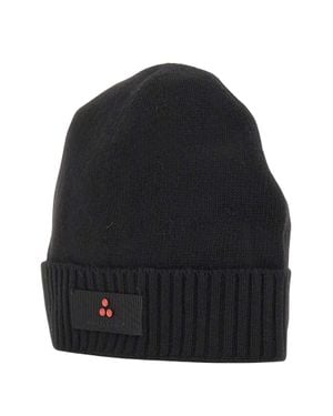 Peuterey Ribbed Cuff Logo Patch Hat - Black