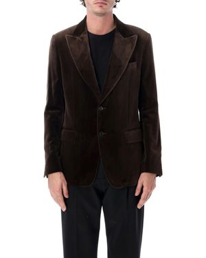 Lardini Velvet Double-Breasted Blazer Jacket - Black