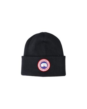 Canada Goose Wool Knit Beanie With Logo Patch - Black