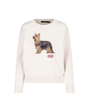 Ralph Lauren Dog Graphic Crewneck Sweater - White