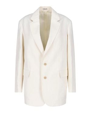 AURALEE Lightweight Wool-Cotton-Linen Jacket - White