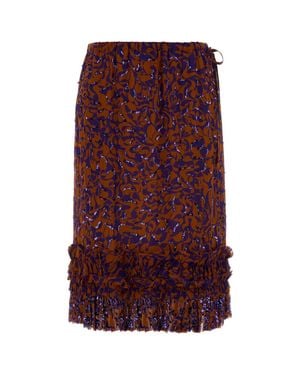 Dries Van Noten Printed Viscose Scotts Skirt - Purple
