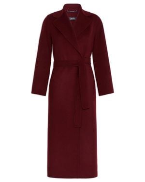 Max Mara Sculpted Double-Drape Pure Wool Jacket With Belted Lapel Collar - Red