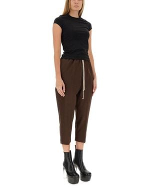 Rick Owens Drawstring Astaires Cropped Wool Pants - Brown