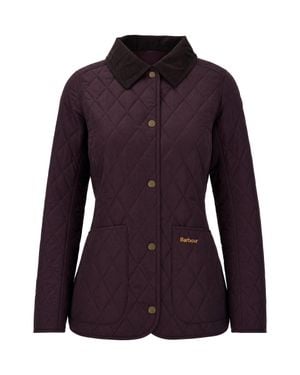 Barbour Quilted Snap-Front Jacket With Corduroy Collar - Purple