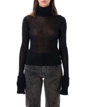 Our Legacy Sheer Ribbed Turtleneck Sweater - Black
