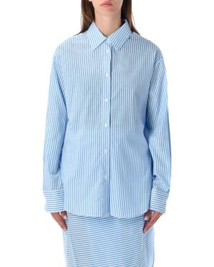 Frankie Shop Oversized Striped Cotton Button-Up Shirt - Blue