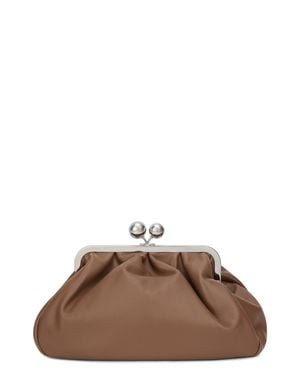 Weekend by Maxmara Weekend-Ready Sheepskin Shoulder Bag Pasticcino Medium, Snap Closure (31 Cm X 21 Cm X 13 Cm) - Brown