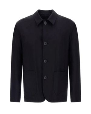 Herno Lightweight Stretch Wool Jacket With Modern Design - Blue