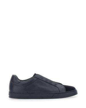 Doucal's Spencer Leather Slip-On Low Top Sneaker For - Blue