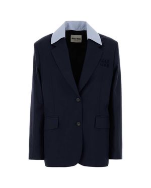 Miu Miu Navy Blue Wool Blazer