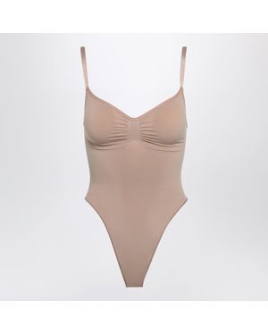 Skims Seamless Sculpt Thong Bodysuit - Brown