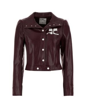 Courreges Courregès Aubergine Vinyl Blazer - Red