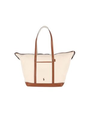Polo Ralph Lauren Cotton-Nylon And Cow Leather Handbag - Natural