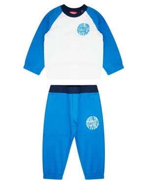 DIESEL JUNIOR Kids Crewneck Sweatshirt Jogger Set - Blue