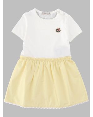 Moncler Baby Cotton Dress With Cut-Out Sleeves - Multicolor