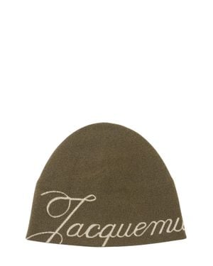 Jacquemus Logo Knit Beanie - Green