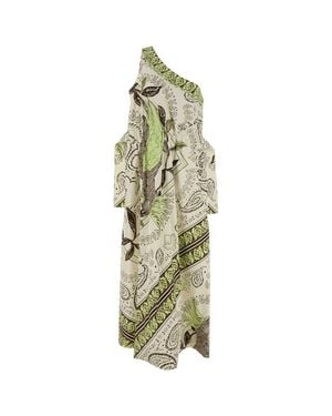 Tory Burch Printed Stretch Cotton One-shoulder Dress - White