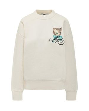 MSGM Graphic Sweatshirt With Stamped Design - White
