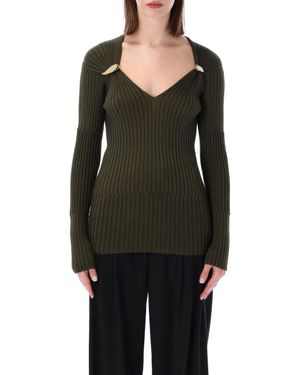 Bottega Veneta Elegant And Soft Sweater With Detachable Brooches - Black