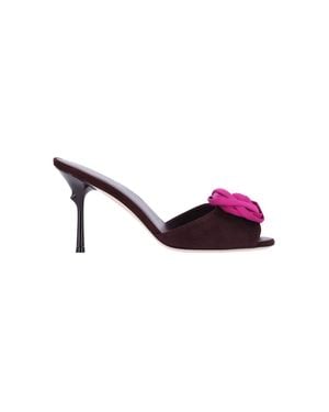 Roger Vivier Goat Leather Heeled Pump With Silk Details - Purple