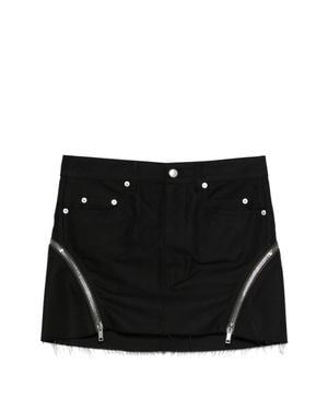 Rick Owens Front Button Mini Skirt With Belt Loops And Pockets - Black