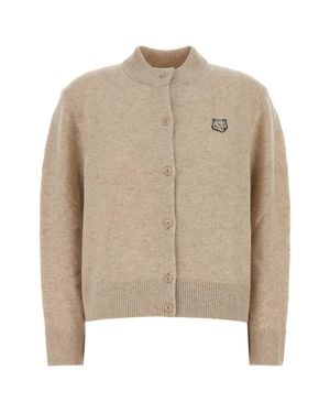 Maison Kitsuné Melange Wool Cardigan - Natural