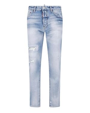 DSquared² Distressed Straight-Leg Jeans - Blue