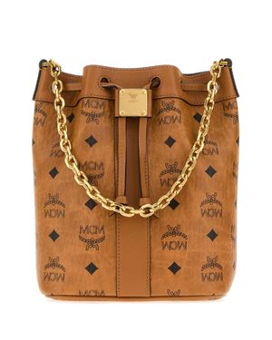MCM Canvas Dessau Bucket Handbag (18 Cm X 23 Cm X 8 Cm) With Adjustable Shoulder Strap - Brown