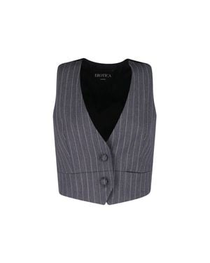 Dondup Gessato Wool Pinstripe Vest - Black