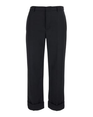 Tela Wool-Blend Tapered Pants With Cuffed Hem And Hidden Front Closure - Black