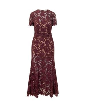 Self-Portrait Chic Midi Dress For Fall - Purple