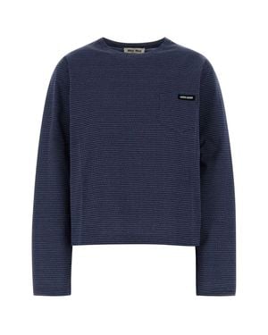 Miu Miu Two-Tone Jersey T-Shirt - Blue