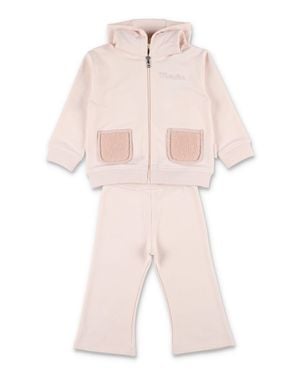 Moncler Girls Hooded Zip-Up Sweatshirt And Pants Set - Pink