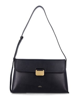 A.P.C. A. P.C. Leather Flap Shoulder Bag - Black