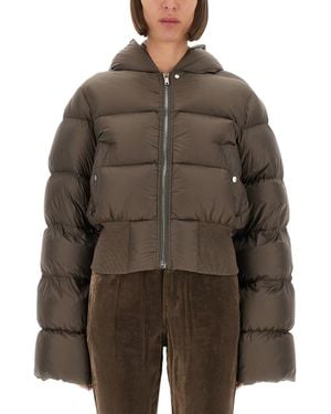 Rick Owens Down Jacket With Hood Nylon Trench & Raincoats - Brown