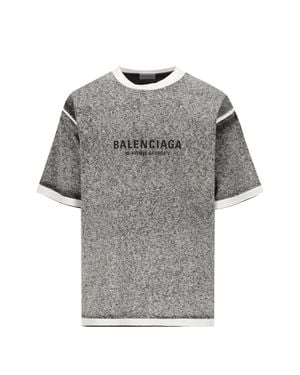 Balenciaga Logo-Print Heathered T-Shirt For - Gray
