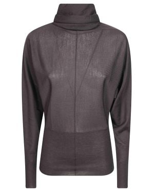 Soeur Sheer Turtleneck Long Sleeve Top - Gray