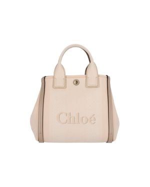 Chloé Cotton And Calf Leather Shoulder Bag - Natural