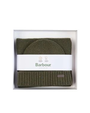 Barbour Knit Hat And Scarf Set - Green