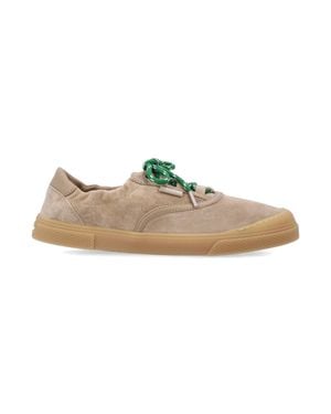 Moncler Suede Low-Top Sneakers With Fold-Down Heel Sabot Style - Natural