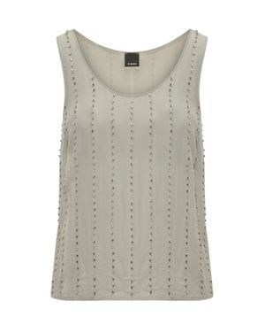 Pinko Sleeveless Top With Embellishments - Gray