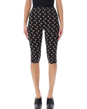 Marine Serre Moon Print High-Waist Cropped Leggings - Black