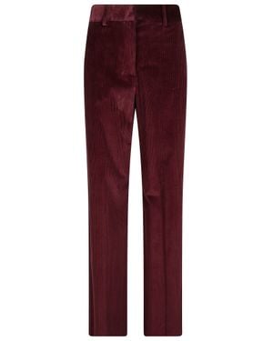 Weekend by Maxmara Wide-Leg Velvet Pants With Fine Stripe Detail - Red