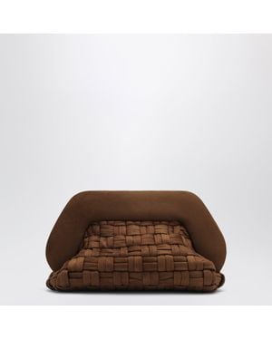 THEMOIRÈ Mini Bios Pouch With Woven Suede-Effect Finish - Brown