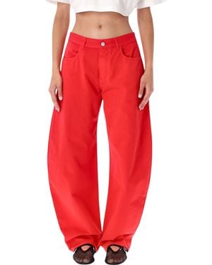 Alaïa Rounded Curved-Leg High-Rise Denim Jeans - Red