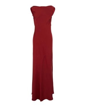 Antonelli Mara Draped-Neck Long Dress With Sleeveless Floor-Length Silhouette - Red